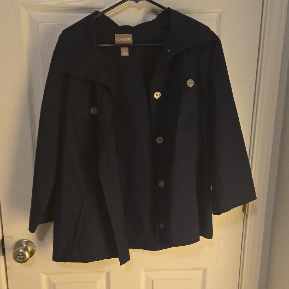 Chico's Midnight Blue Button-Up Coat
